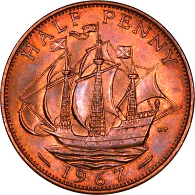 Reverse of 1967 Half Penny