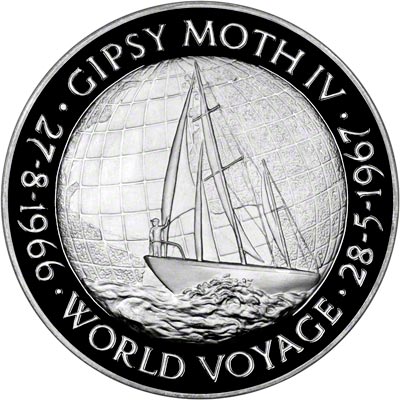 Gipsy Moth IV on Reverse of Sir Francis Chichester Silver Medallion