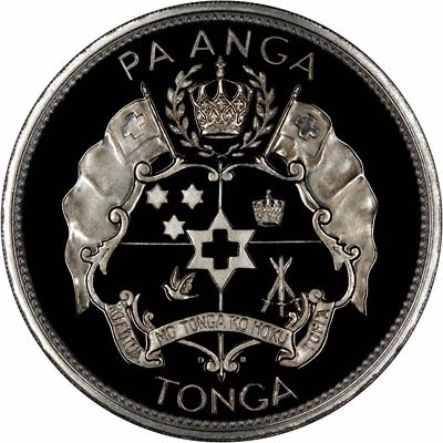 Reverse of 1967 Tonga One Pa'Anga