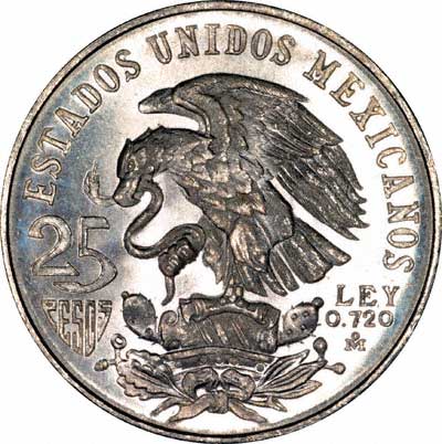 Obverse of 1968 Mexican 25 Pesos