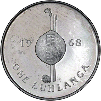Reverse of 1968 Silver Proof One Luhlanga