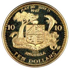 1969 Anguilla Gold 10 Dollars