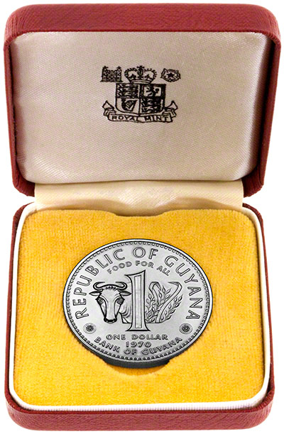1970 Guyana One Dollar Coin in Presentation Box