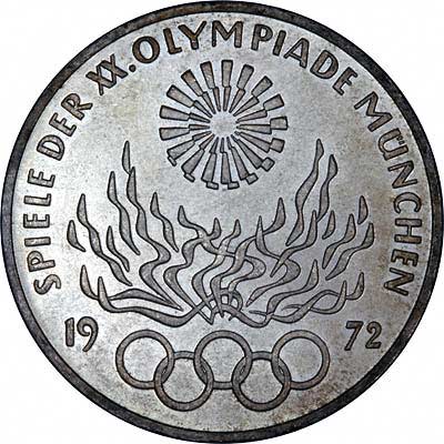 Reverse of 10 German Marks Olympic Flame
