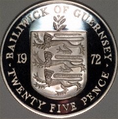Obverse of Guernsey 1972 Silver Proof Crown