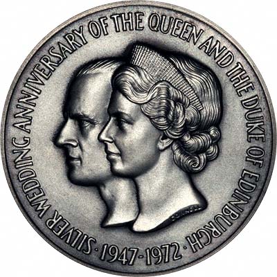 Reverse of 1977 Elizabeth II Silver Jubilee Medallion