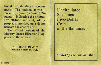 1973 Bahamas Five Dollar Certificate
