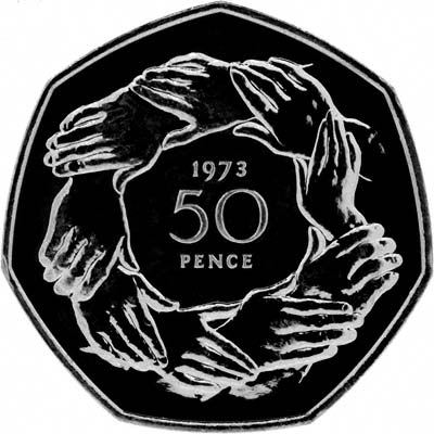 Hands Reverse Design as Used on 1973 Fifty New Pence