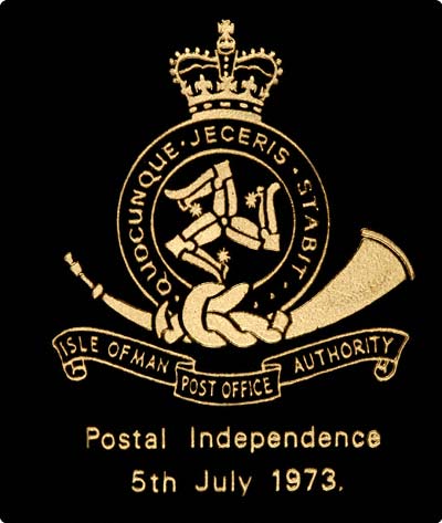 Reverse of 1973 Postal Independence Gold Stamp Replica