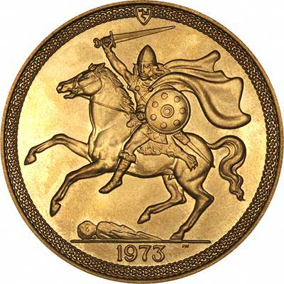 Reverse of 1973 Manx Gold Sovereign