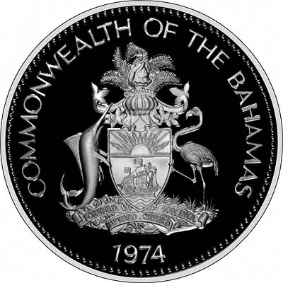 Obverse of 1974 Bahamas Silver Proof Ten Dollars