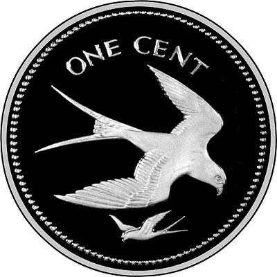 1974 Silver Proof Belize 1 Cent Swallow Tailed Kite 