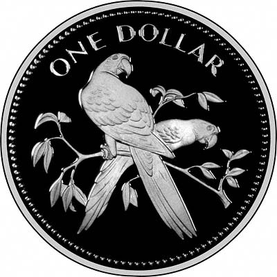 1974 Silver Proof Belize 1 Dollar Scarlet Macaw 