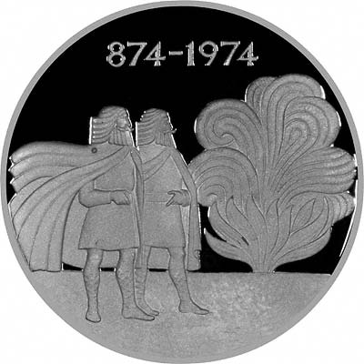 Reverse of 1974 Icelandic Silver Proof 1000 Kronur