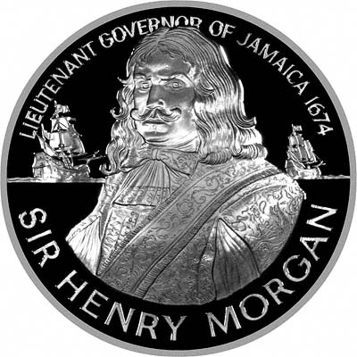Sir Henry Morgan, Lieutenant Governor of Jamaica 1674 on Obverse of 1974 Silver Proof 10 Dollars