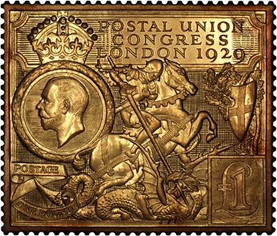 GB Stamps #SG438 1929 1 Pound Postal Union 9th Congress Stamp Replica 