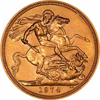Reverse of 1974 Gold Sovereign