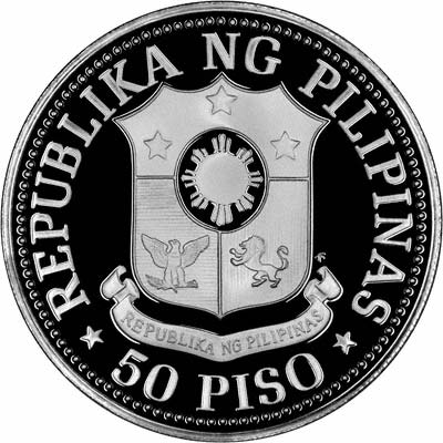 Obverse of 1975 Philippines Proof 50 Piso