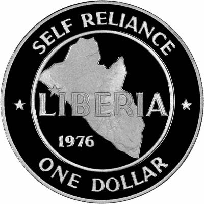 Reverse of 1976 Liberian $1 Coin