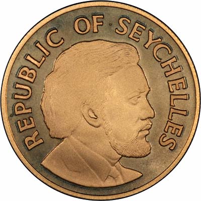 Obverse of 1976 Gold Proof 1,000 Rupees