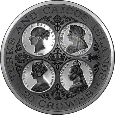 Reverse of 1976 Turks & Caicos Islands Silver Proof Crown