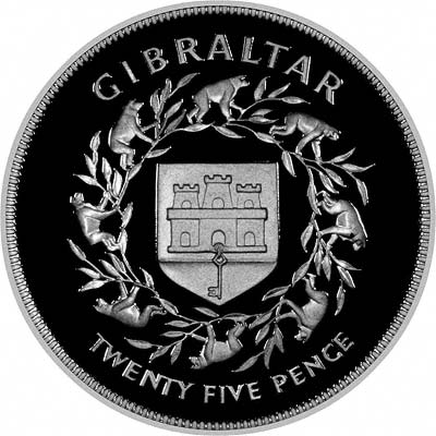 Reverse of Gibraltar 1977 Silver Wedding Proof Crown