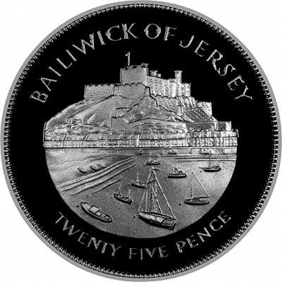 Reverse of Jersey 1977 Silver Jubilee Proof Crown