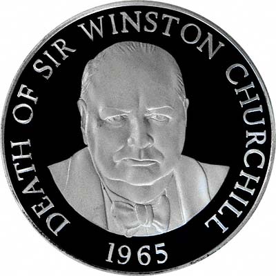 1965 Death of Sir Winston Churchill on Obverse of 1977 Silver Medallion