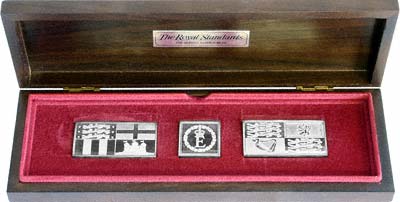 Boxed Set of 1977 Royal Standards Silver Ingot Medallions for the Queen's Silver Jubilee