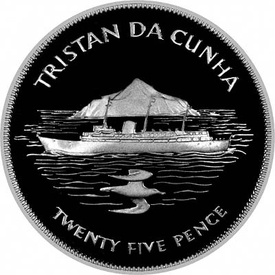 Reverse of 1977 Tristan da Cunha Silver Jubilee Silver Proof Crown