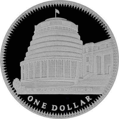 Reverse of New Zealand 2000 Proof Silver Ten Dollars