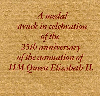 Coronation 25th Anniversary Medallion Certificate
