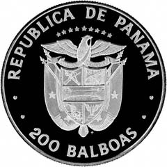 Obverse of 1979 Panama Silver 100 Balboas