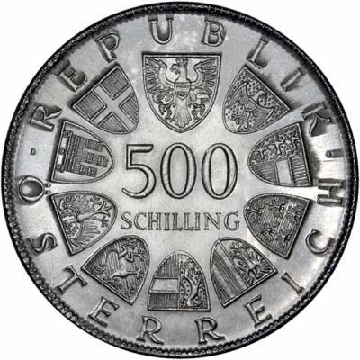 Reverse of 1980 Austrian 500 Schilling Commemorative