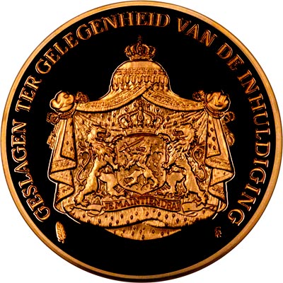 Reverse of 1980 Netherlands Queen Beatrix Gold Medallion