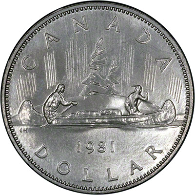 Reverse of 1981 Canadian One Dollar Coin