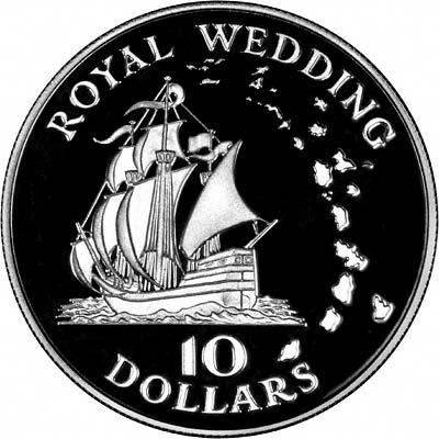 Reverse of 1981 East Caribbean Territories Silver 10 Dollars