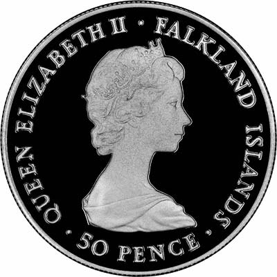 Obverse of Falkland Islands Royal Wedding Fifty Pence
