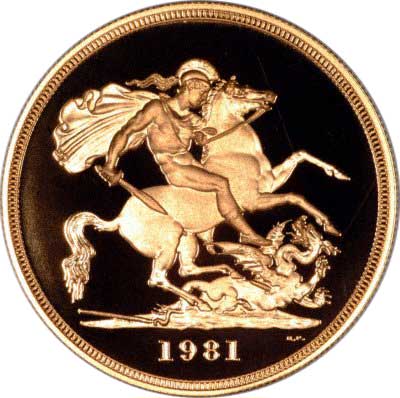 1981 Proof £5 Gold Coin Reverse