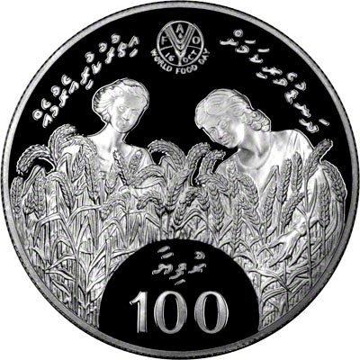 Reverse of 1981 Maldives World Food Day Silver Proof Coin