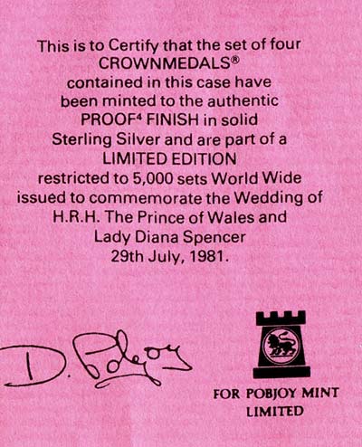 Obverse of 1981 Royal Wedding Medallions