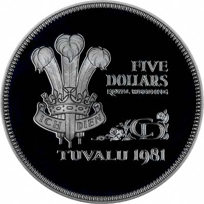 The Prince of Wales' Feathers on Reverse of 1981 Tuvalu Crown