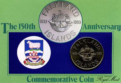Obverse of 1983 Falkland Islands Uncirculated Fifty Pence