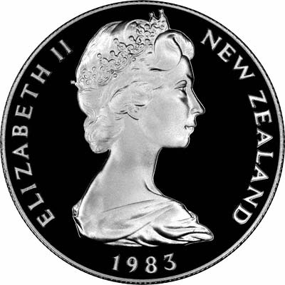 Obverse of 1983 50th Anniversary of New Zealand Coinage Silver Crown