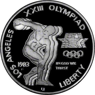 Obverse of USA Los Angeles 1983 Olympic Dollar
