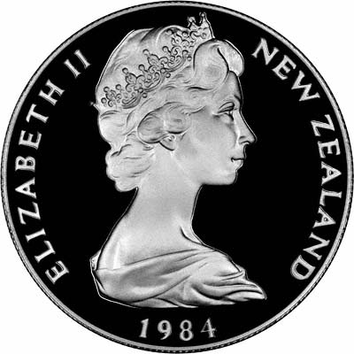 Obverse of 1984 Chatham Island Black Robin Silver Proof Crown