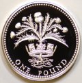 Scottish Thistle in diadem on Reverse of 1984 Pound Coin