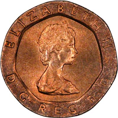 Obverse of 1984 Copper blank Twenty Pence
