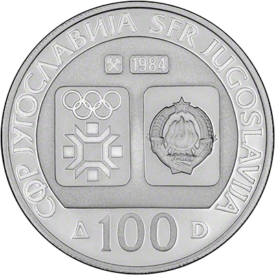 Obverse of 1984 Yugoslavian 100 Dinars