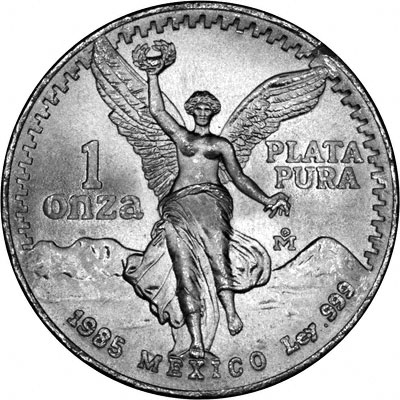 Reverse of 1985 Mexican One Ounce Silver Libertad